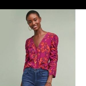 Anthropologie Maeve Jourdain Floral Blouse
